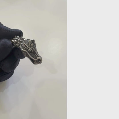 Fierce Black Dragon Pure Titanium Steel | Gothic Ouroboros Design Bracelet