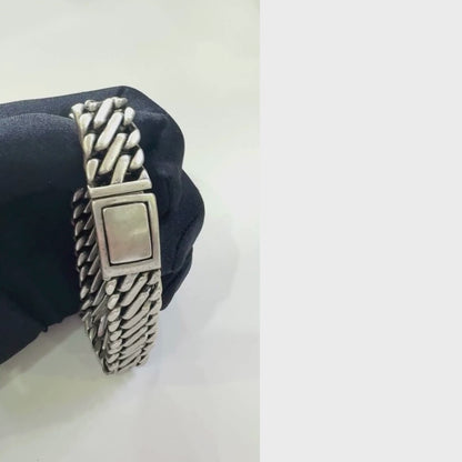 Vintage Cuban Chain Antique Silver Finish Titanium Steel Bracelet